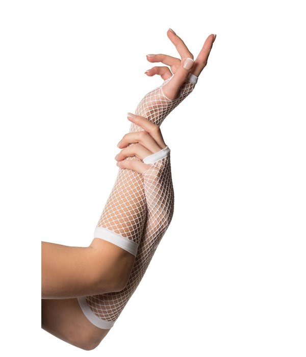 Vingerloze Handschoenen Lang Visnet Wit