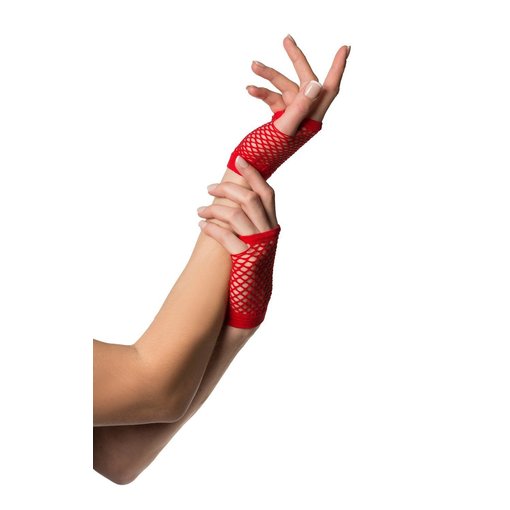 Vingerloze nethandschoenen kort rood