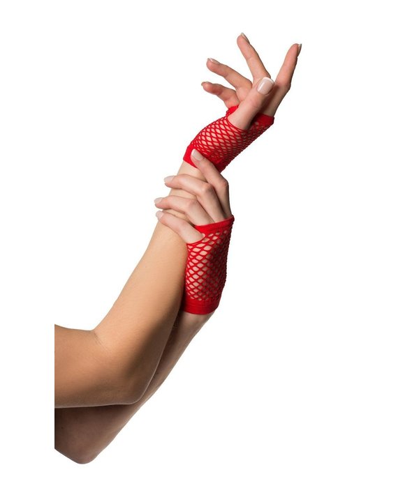 Vingerloze nethandschoenen kort rood