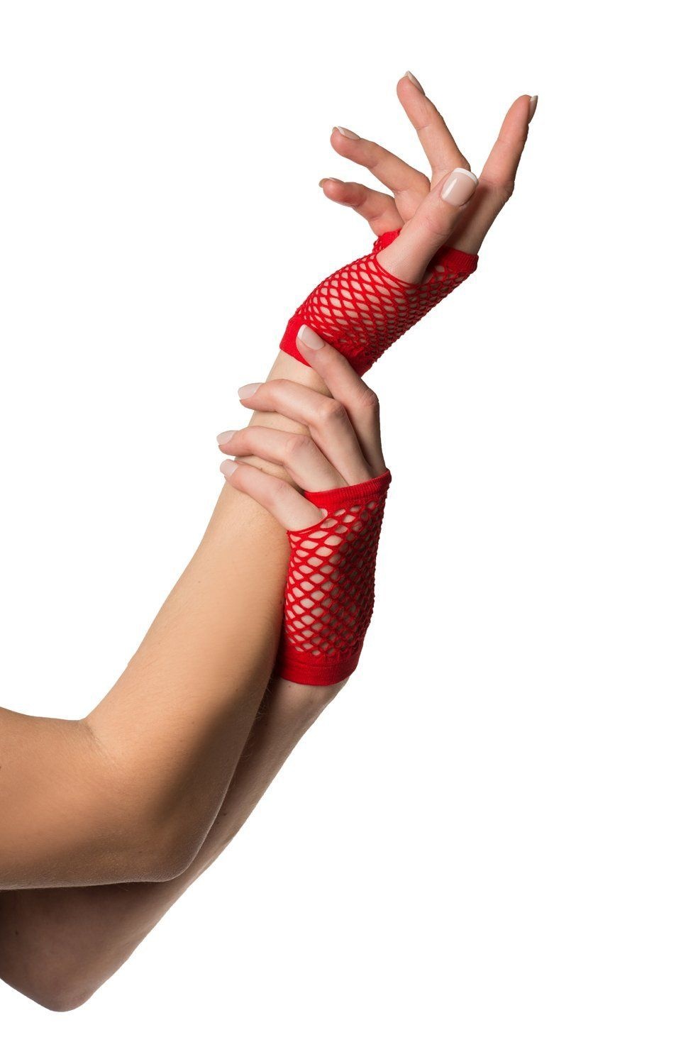 Vingerloze nethandschoenen kort rood