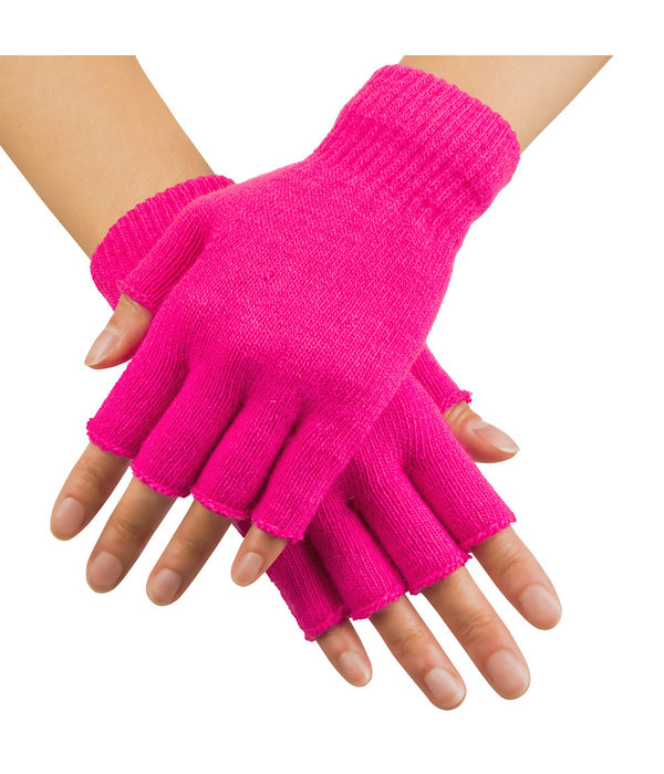Vingerloze handschoen fluor pink