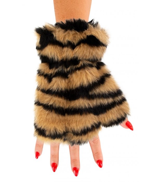 Vingerloze handschoenen pluche Tijger