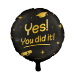 Classy Folieballon Geslaagd 'You Did It' Zwart/Goud (46cm)