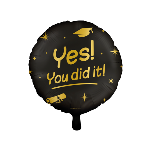 Classy Folieballon Geslaagd 'You Did It' Zwart/Goud (46cm)