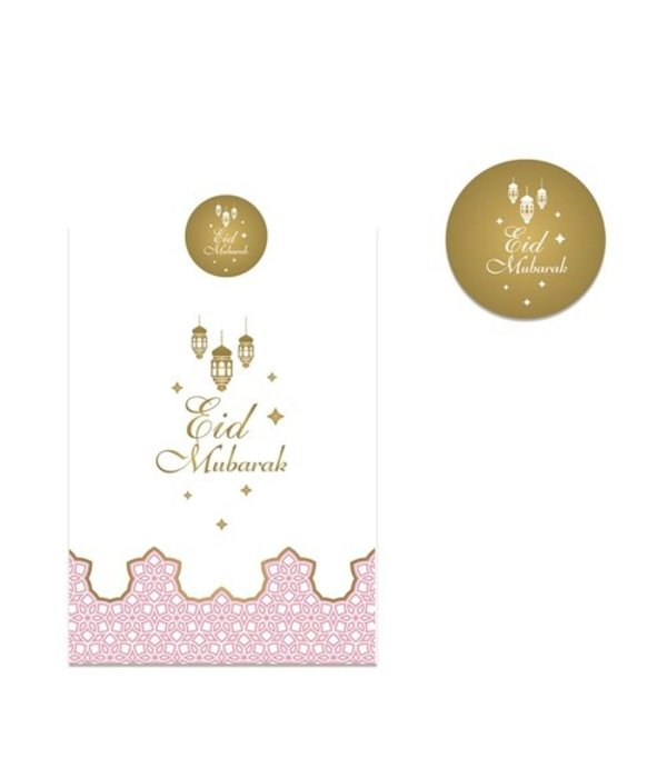 Papieren Uitdeelzakjes Eid Mubarak Roze (6st)