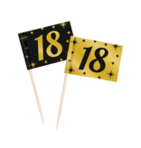 Classy Cocktail Prikkers 18 Jaar Zwart/Goud (50st)