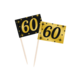 Classy Cocktail Prikkers 60 Jaar Zwart/Goud (50st)