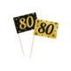 Classy Cocktail Prikkers 80 Jaar Zwart/Goud (50st)