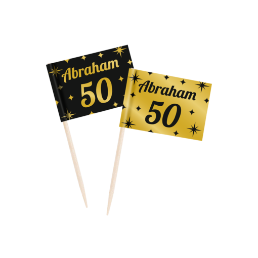 Classy Cocktail Prikkers Abraham 50 Jaar Zwart/Goud (50st)