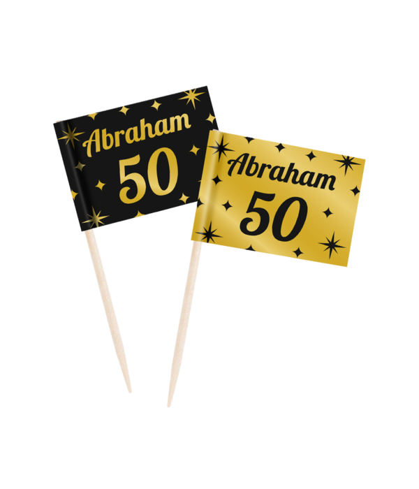 Classy Cocktail Prikkers Abraham 50 Jaar Zwart/Goud (50st)
