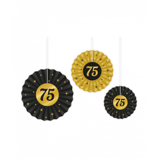 Classy Honeycomb Waaier Set 75 Jaar (3st)