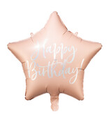 Folieballon Happy Birthday Ster Poederroze (40cm)