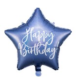 Folieballon Happy Birthday Ster Blauw (40cm)