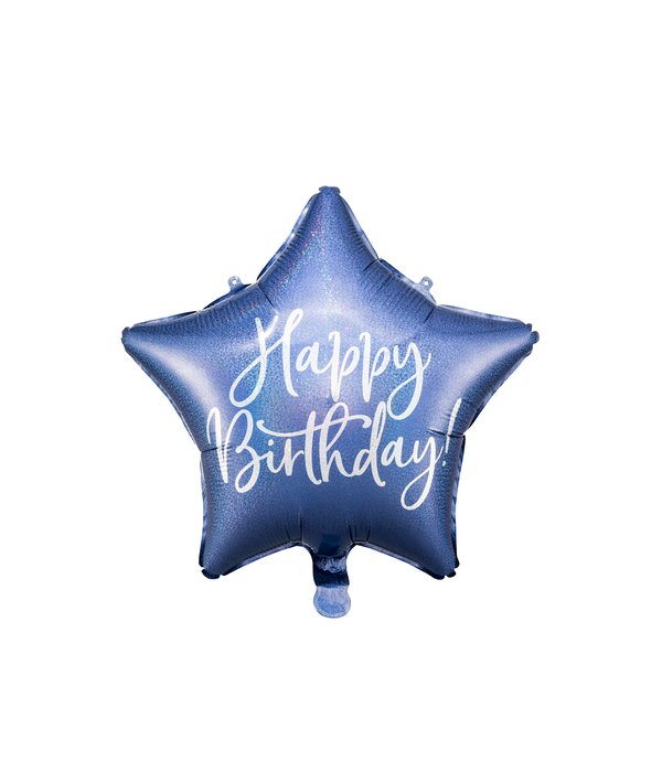 Folieballon Happy Birthday Ster Blauw (40cm)