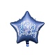 Folieballon Happy Birthday Ster Blauw (40cm)