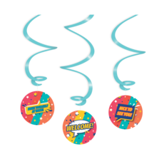 Hangdecoratie Swirls 'Welcome' Rainbow (3st)