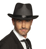 Al Capone hoed vilt zwart met streepjes