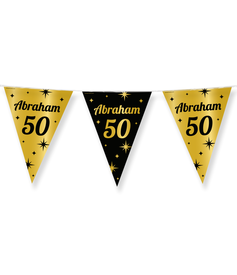 Classy Vlaggenlijn Abraham 50 Jaar Zwart-Goud (10m)