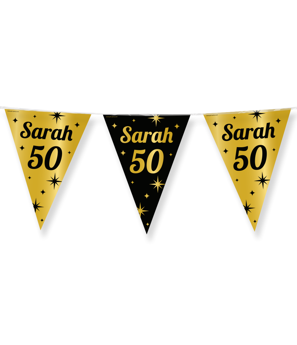 Classy Vlaggenlijn Sarah 50 jaar Zwart/Goud (10m) afbeelding