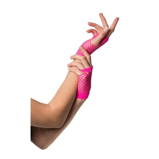 Nethandschoenen vingerloos kort pink