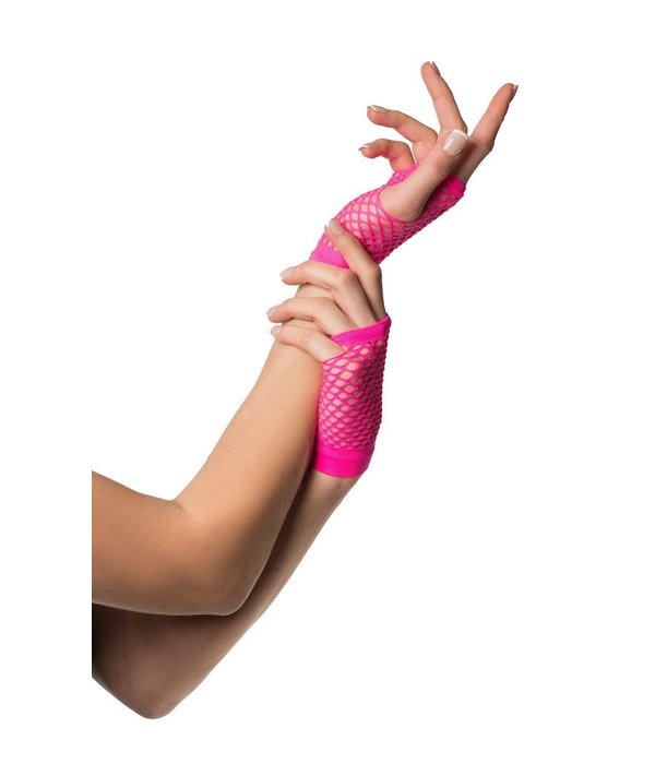 Nethandschoenen vingerloos kort pink