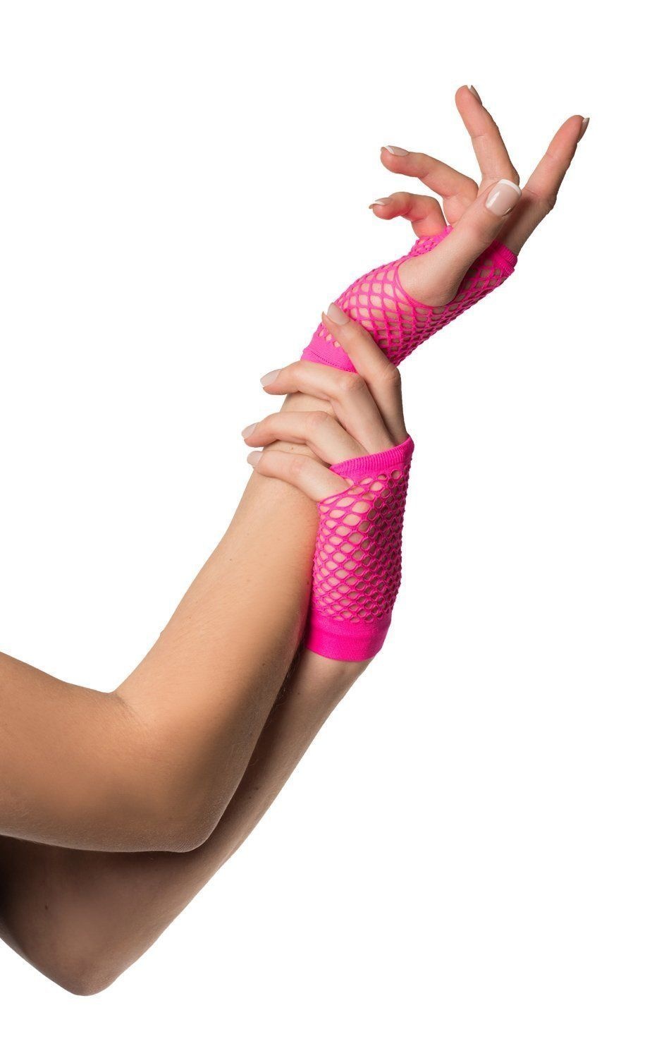 Nethandschoenen vingerloos kort pink