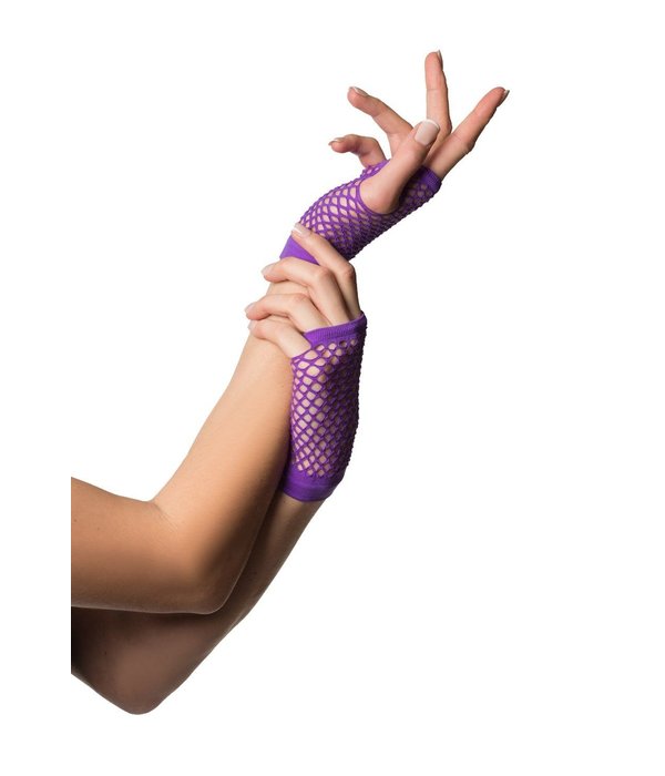 Nethandschoenen vingerloos fluor paars