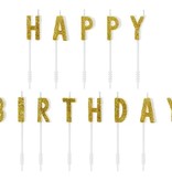 Kaarsjes Set Happy Birthday Glitter Goud