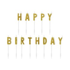 Kaarsjes Set Happy Birthday Glitter Goud
