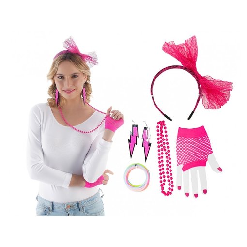 80's Set 5-Delig Neon Roze