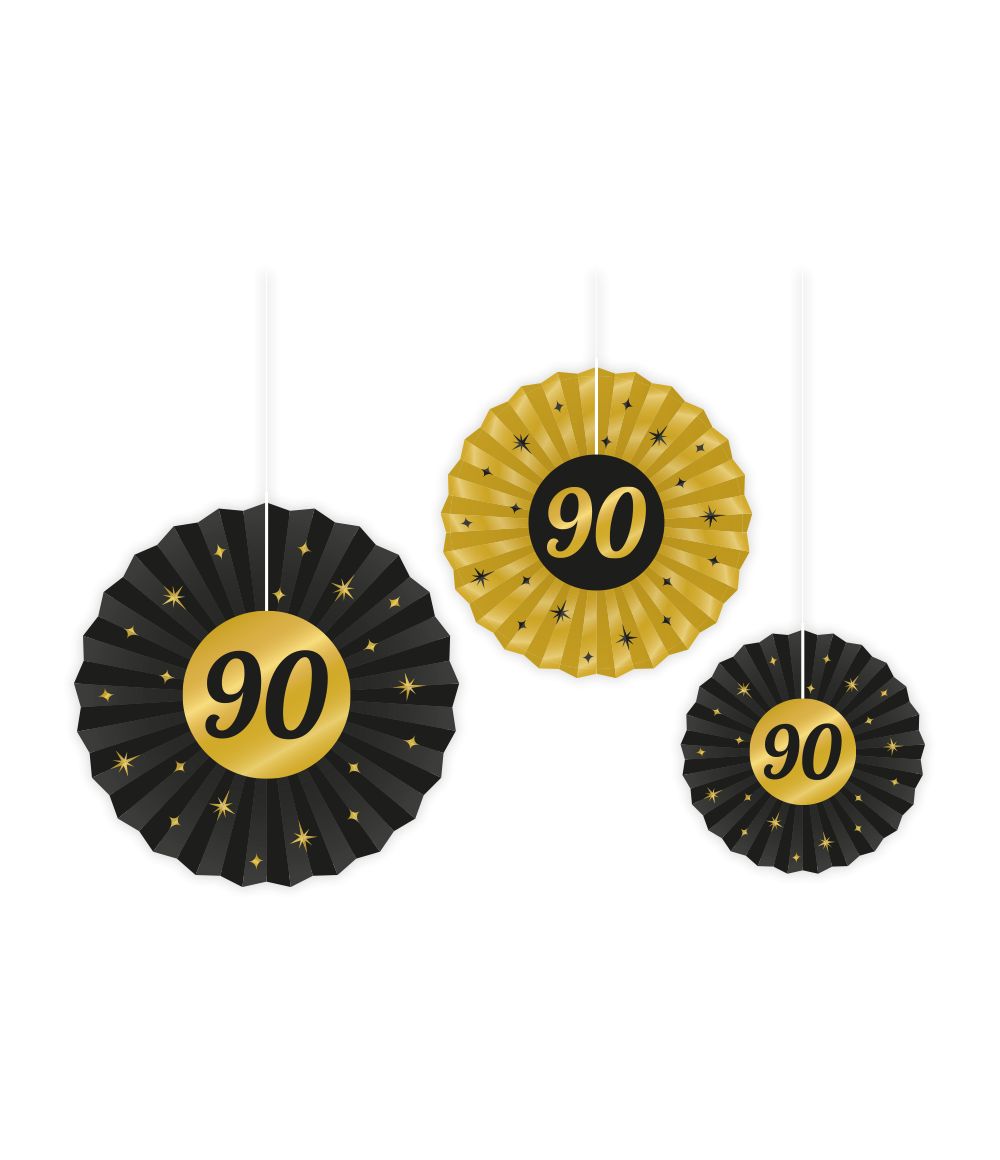 Classy Honeycomb Waaier Set 90 Jaar (3st) afbeelding