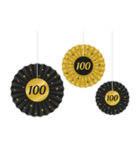 Classy Honeycomb Waaier Set 100 Jaar (3st)