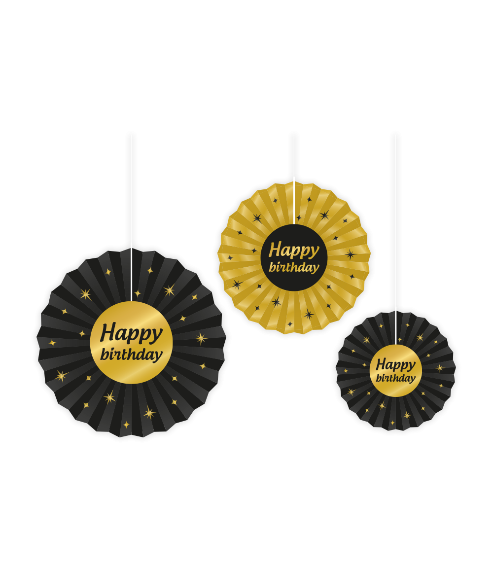 Classy Honeycomb Waaier Set &apos;Happy Birthday&apos; (3st) afbeelding