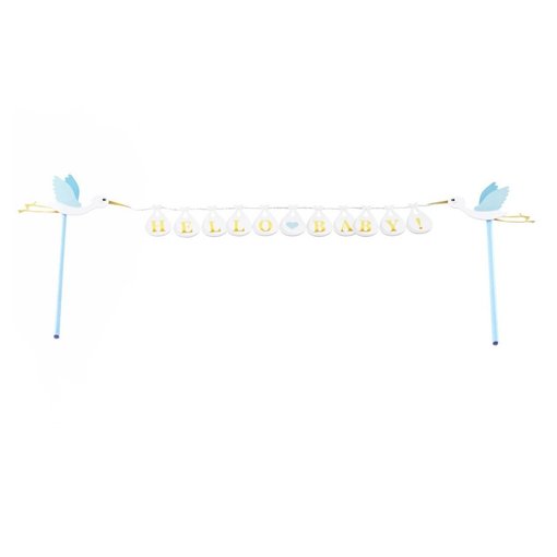 Cake Topper 'Hello Baby' Blauw