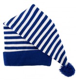 Slaapmuts lang blauw/wit