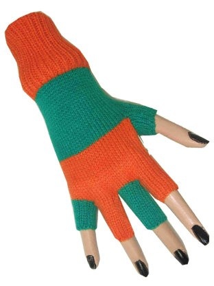 Vingerloze handschoenen oranje-groen