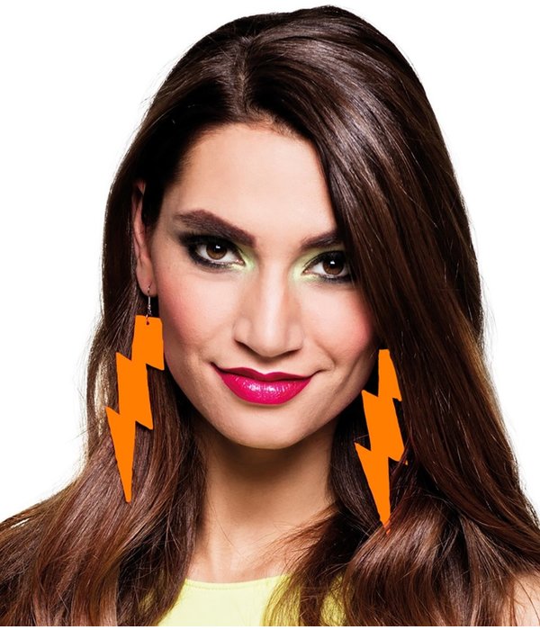 Eightees Oorbellen Flash neon oranje
