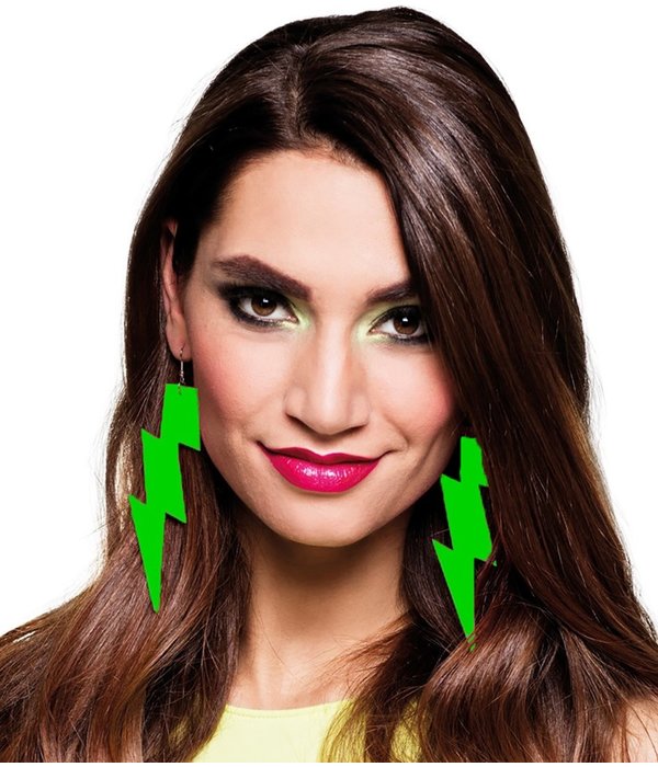 Eightees Oorbellen Flash neon groen