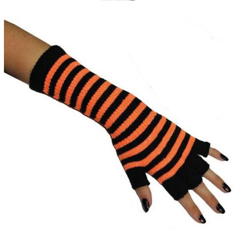 Handschoenen Neon gestreept Oranje Vingerloos