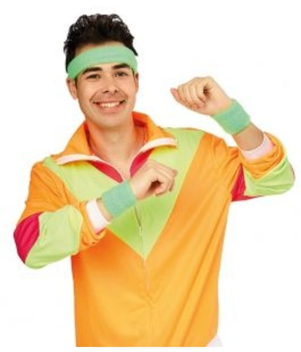 80's zweetband set neon groen