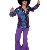 Glimmende Disco Blouse Paars/Blauw Heren