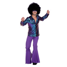 Glimmende Disco Blouse Paars/Blauw Heren