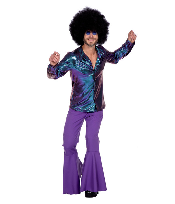 Glimmende Disco Blouse Paars/Blauw Heren