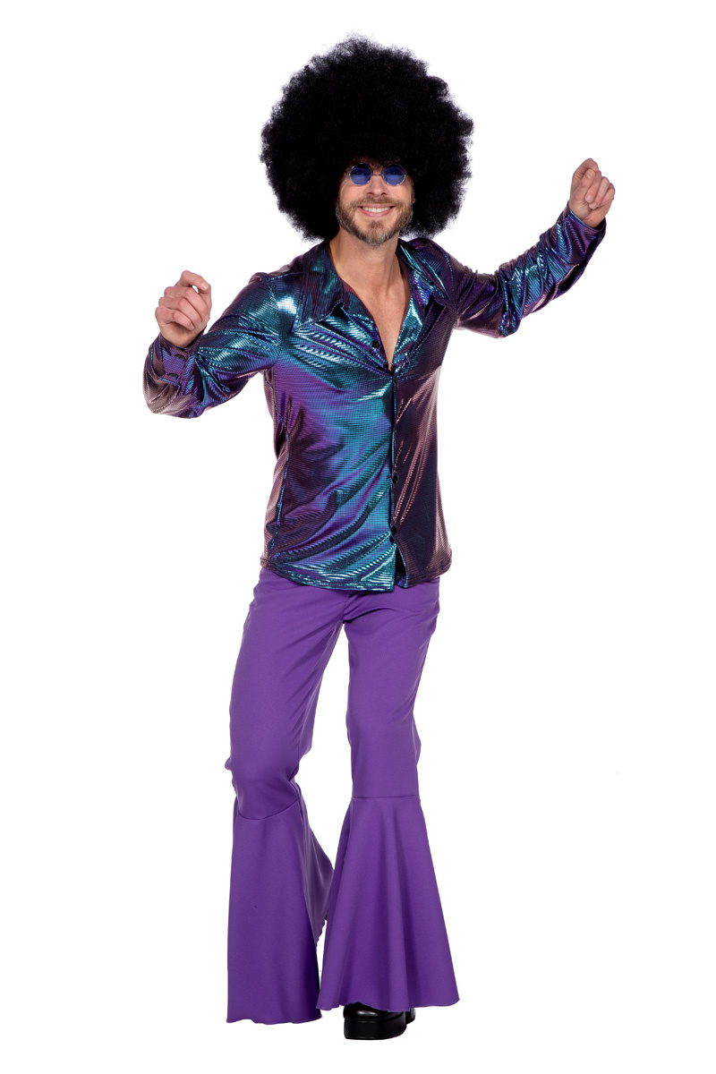 Wilbers - Jaren 80 & 90 Kostuum - Mr Smooth Disco Dancer Man - blauw - Medium - Carnavalskleding - Verkleedkleding