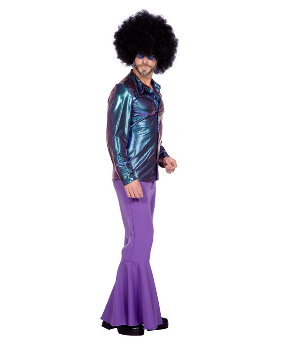 Glimmende Disco Blouse Paars/Blauw Heren