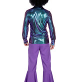 Glimmende Disco Blouse Paars/Blauw Heren