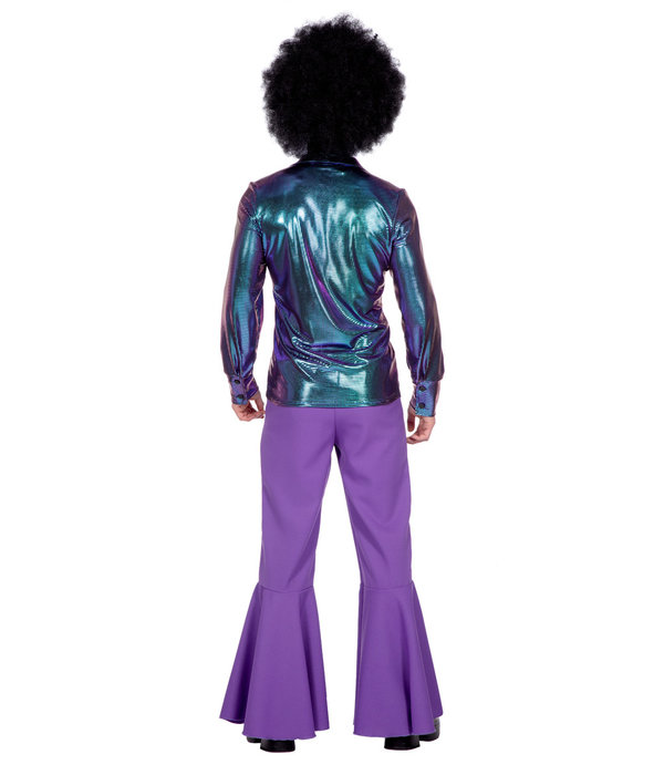 Glimmende Disco Blouse Paars/Blauw Heren