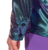 Glimmende Disco Blouse Paars/Blauw Heren