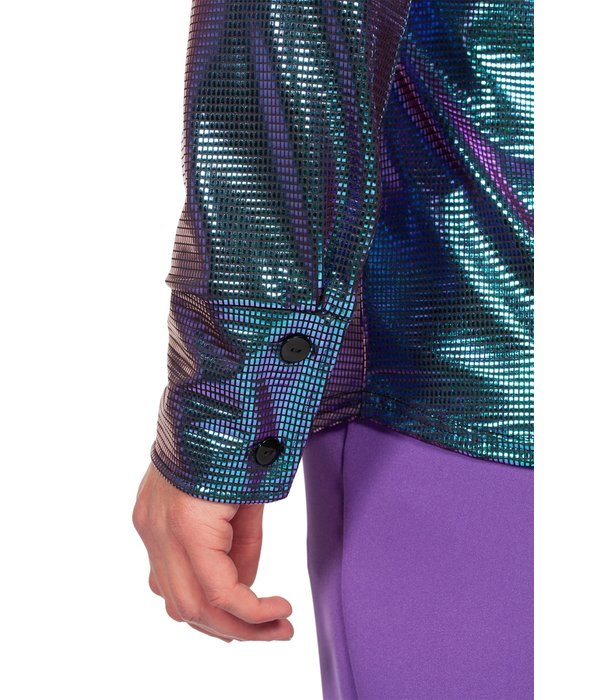 Glimmende Disco Blouse Paars/Blauw Heren