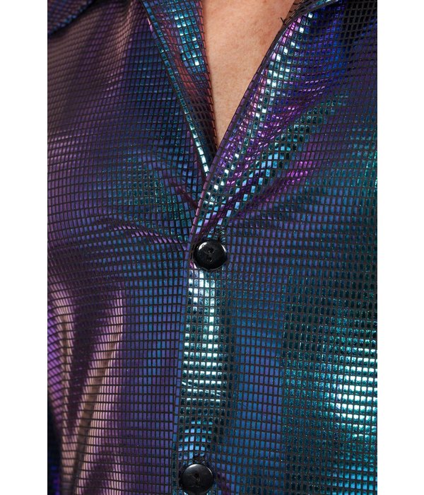 Glimmende Disco Blouse Paars/Blauw Heren